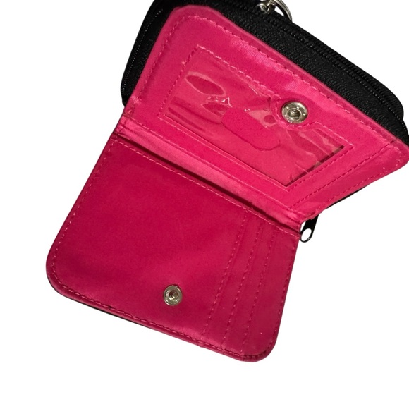 Peace Sign Zip Wallet - Neon Colorblock ID Window & Keyring - Picture 2 of 4